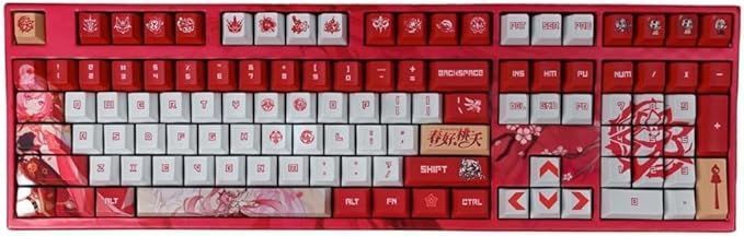 崩壞3rd 莉希雅 エリシア メカニカルキーキャップ pbt染め キーキャップ 昇華OEM 赤軸 全108キーキャップ 崩壊周辺機器 記念品 プレゼント誕生日  人気 ゲーム 周辺 萌えグッズ