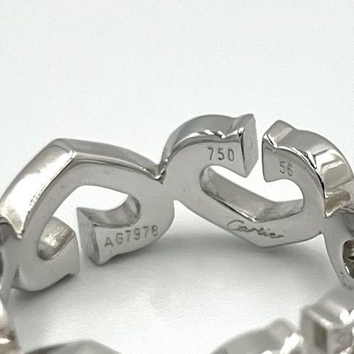 カルティエ Cハート オールダイヤ リング K18 750 WG #56 16号