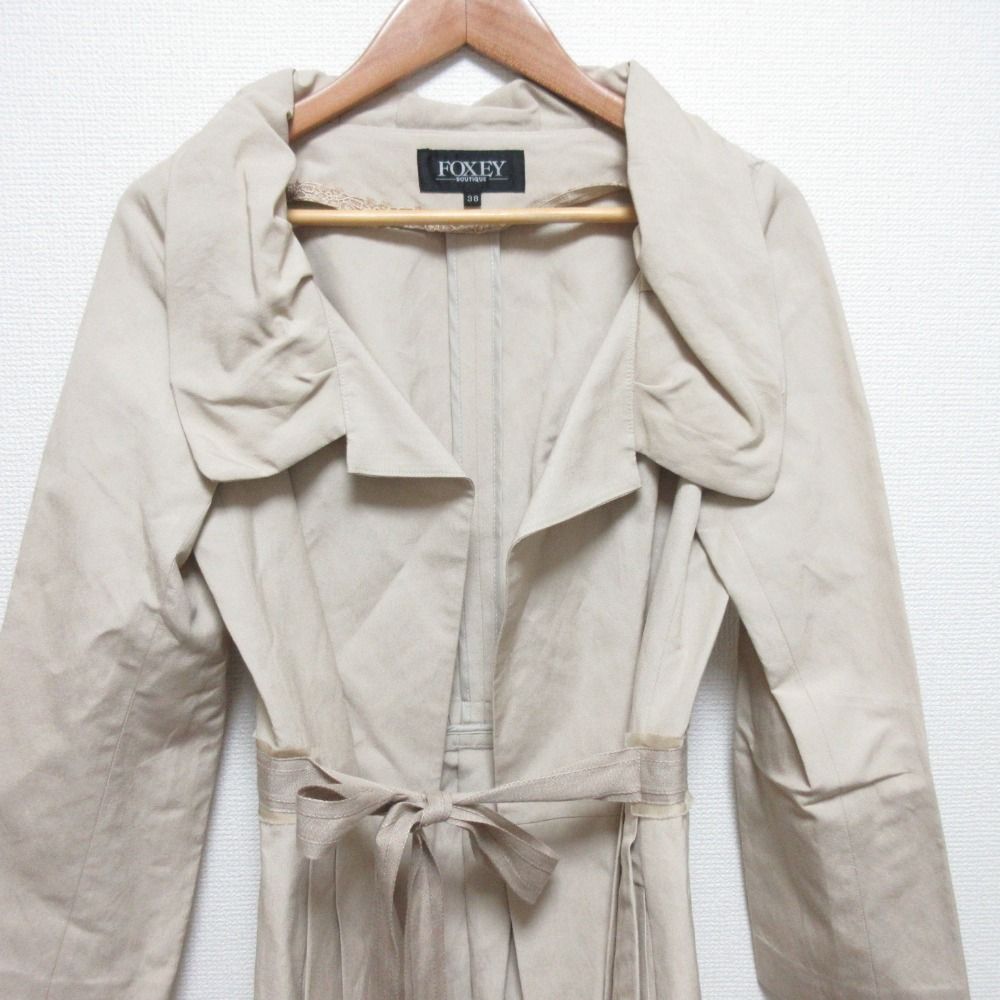 美品 FOXEY フォクシー ビッグカラー シルク ラップコート