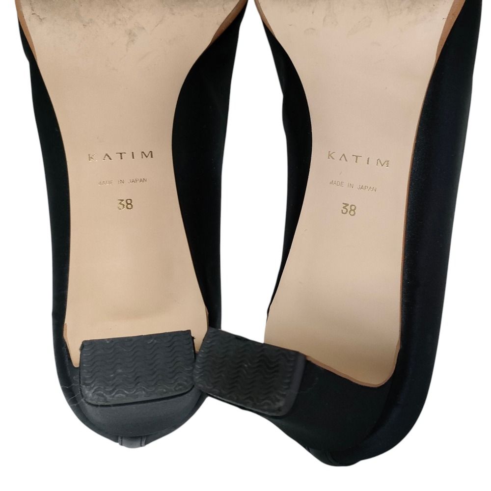 美品 KATIM カチム サテン ポインテッドトゥ パンプス シューズ 38  