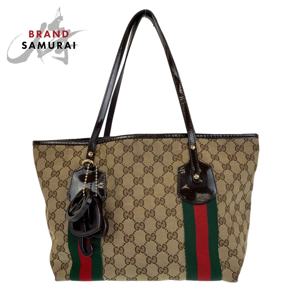 GUCCI グッチ シェリーライン ベージュ ブラウン ゴールド金具 GGキャンバス 211971 トートバッグ ショルダーバッグ レディース  408317【中古】 - メルカリ