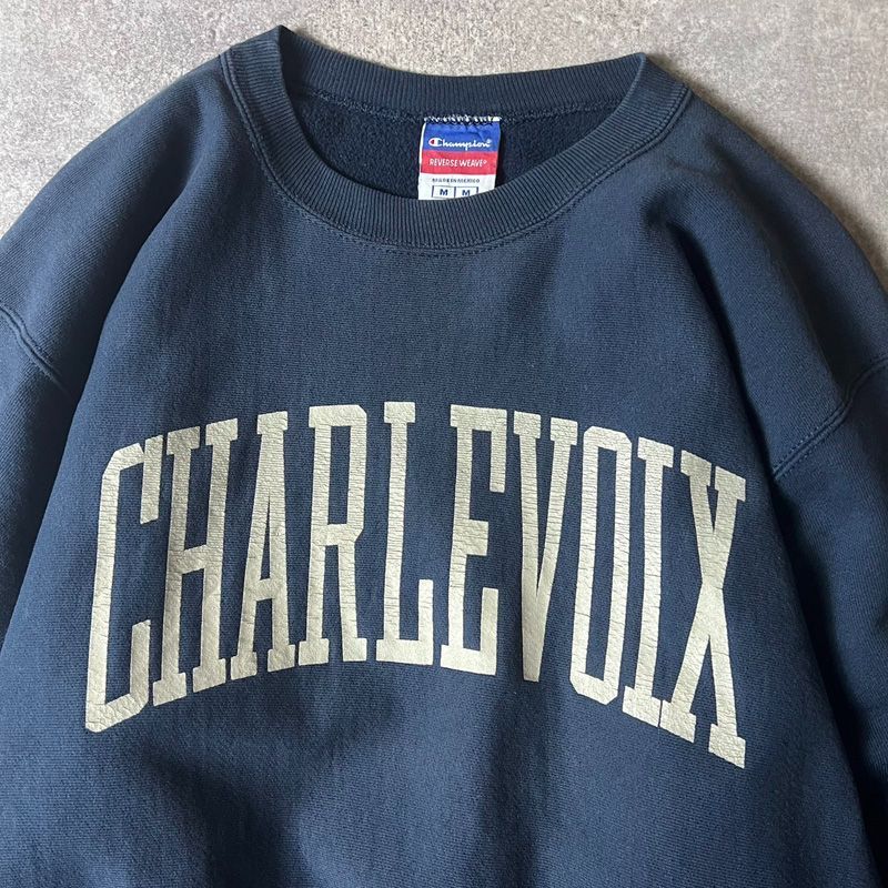 00s Champion 両面 カレッジ プリント リバースウィーブ スウェット 