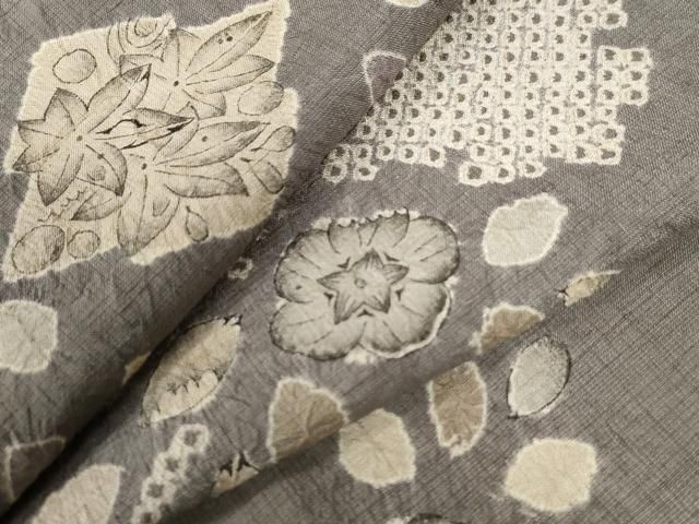 平和屋着物○上質な小紋 紬地 辻が花 手描き 絞り 正絹 逸品