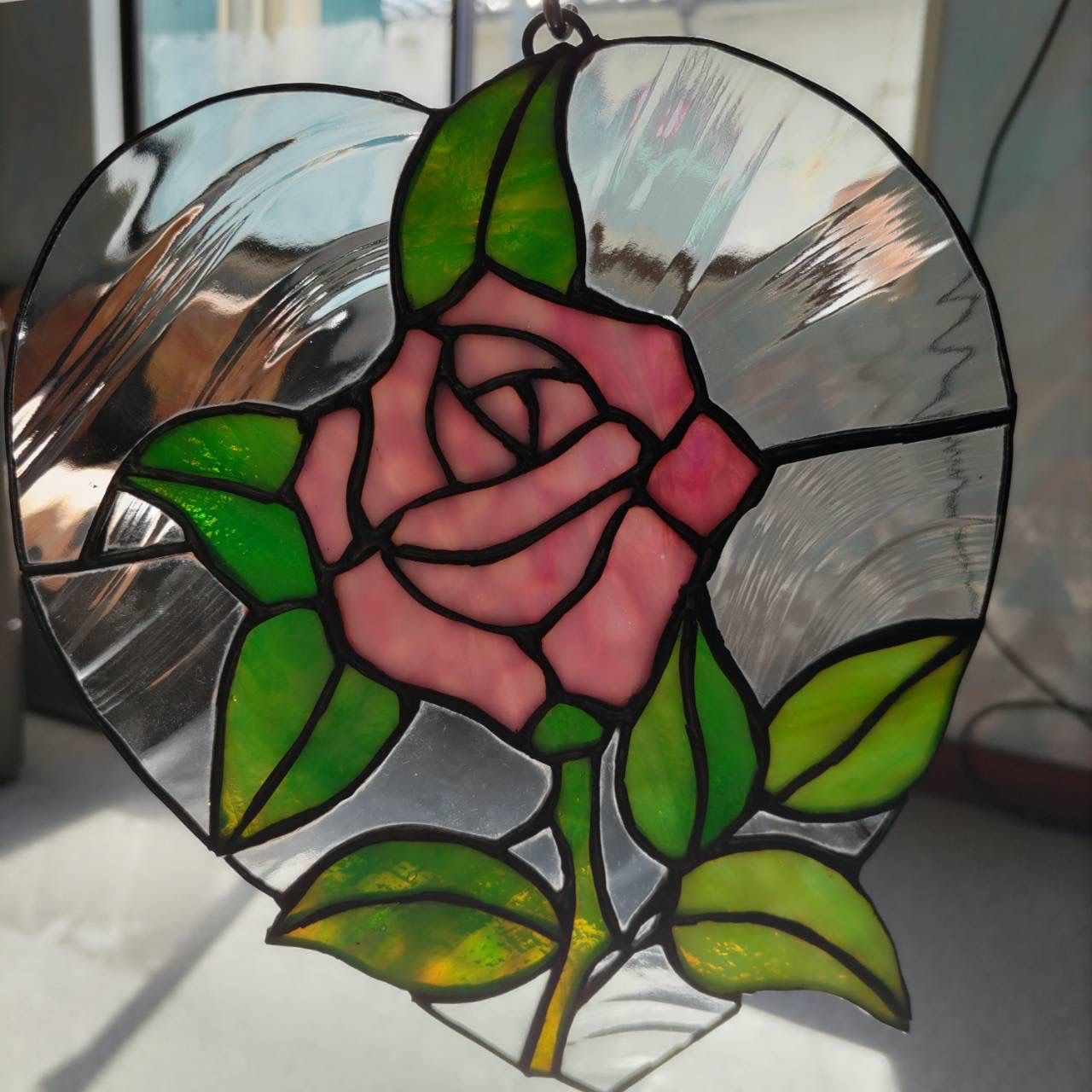 ステンドグラス♦︎ピンクフラワーパネル 【公式通販】