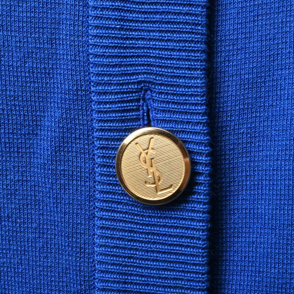 SAINT LAURENT - Yves Saint Laurent レーヨン混 スタッズ ロゴ カーディガン Yves Saint Laurent レーヨン混 スタッズ ロゴ カーディガン