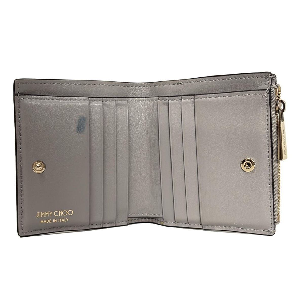✈星　ジミーチュウ　ニノ　レザー　２つ折り 財布　スタッズ　グリッター シルバー JIMMY CHOO(ジミーチュウ) 2つ折り財布 - グレー スタッズ