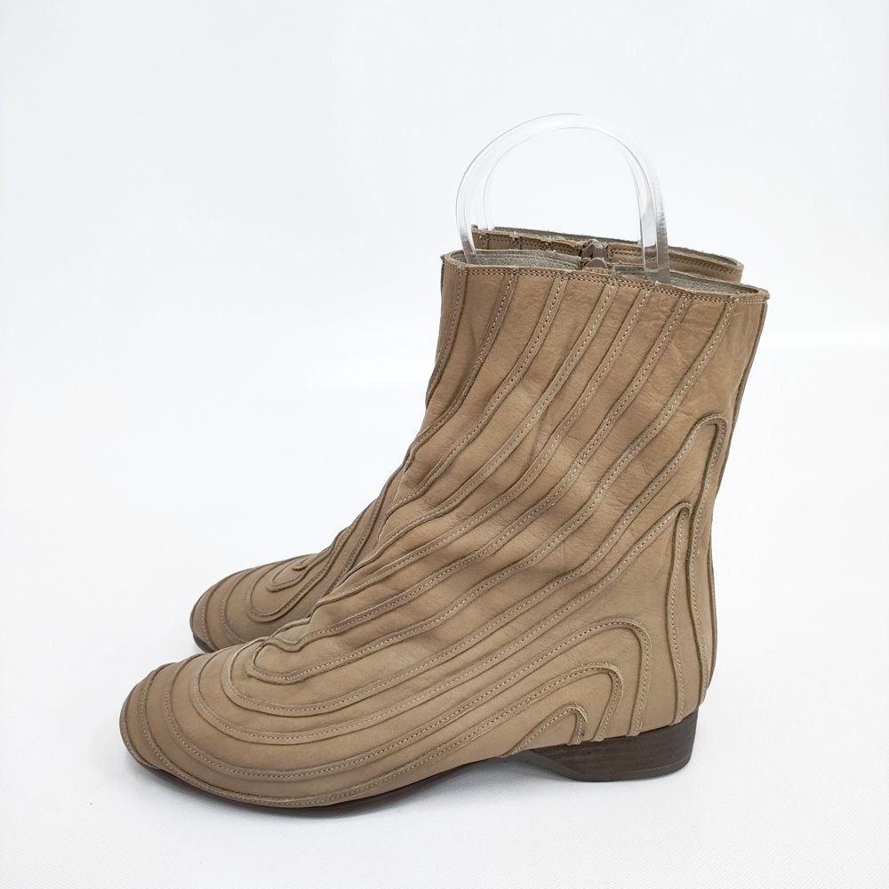 JURGEN LEHL ぐるぐる サイドジップ ショート 24.5ｃｍ ブーツ ベージュ レディース ヨーガンレール 5-0911G◎