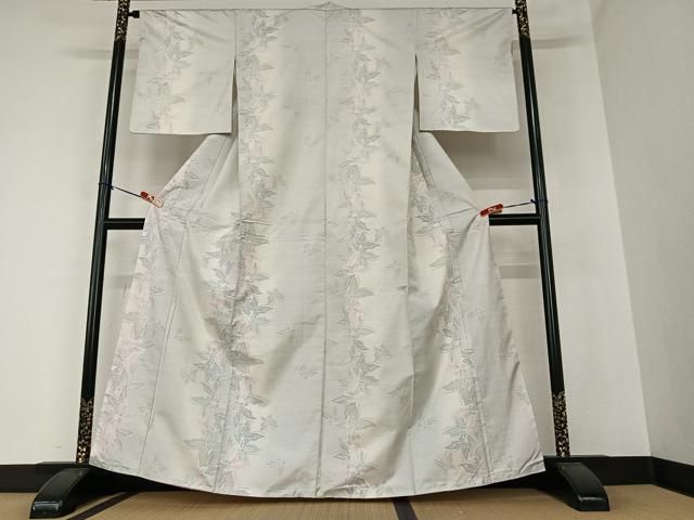 平和屋着物▽本場大島紬 白大島 単衣 雪輪重ね唐草文 正絹 逸品