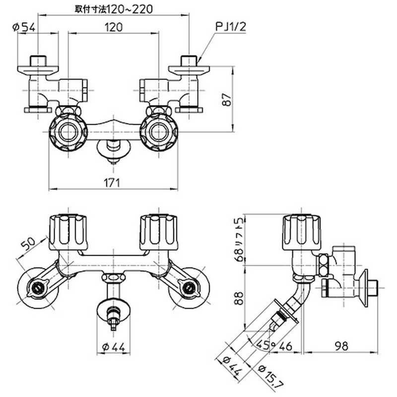 送料無料 ♥ 未開梱 三栄水栓 ツーバルブ洗濯機用混合栓 K1101TVK-W