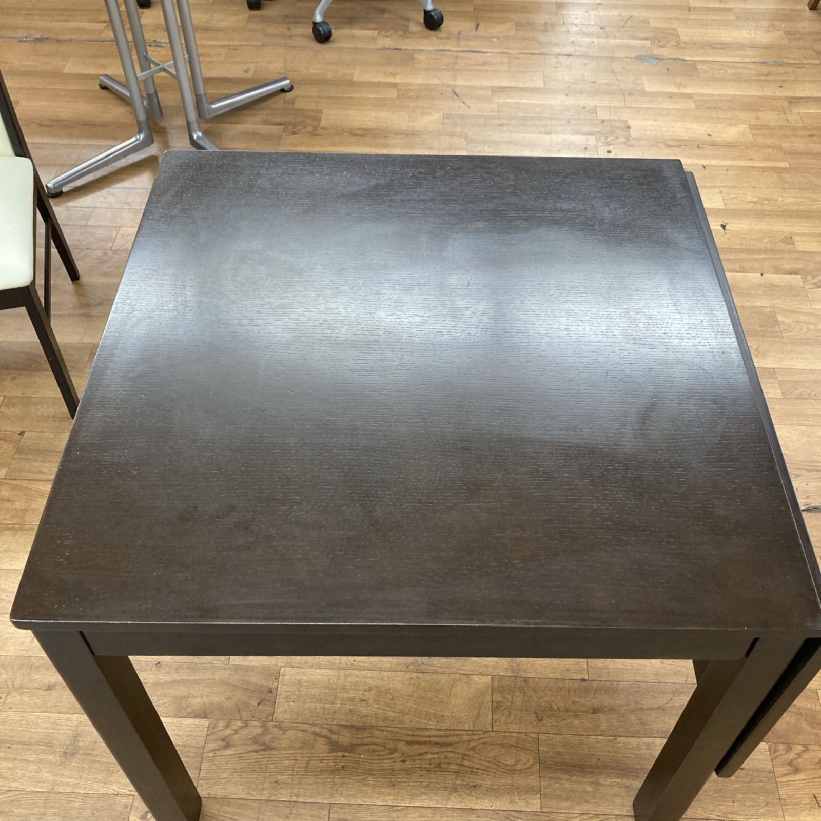 S778 ⭐ ダイニング3点セット バタフライテーブル ブラウン 幅80-120cm USED 椅子破れ有り S778 ⭐ ダイニング3点セット バタフライテーブル ブラウン 幅80-120cm