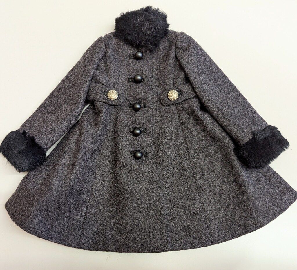 Ronshuka Couture MDD レディコート グレー 黒ファー|黒ボタン