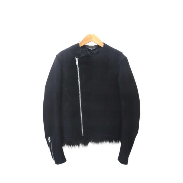 ブラックフェイクファー ねじれピーコート L コムデギャルソンオムプリュス COMME des GARCONS HOMME PLUS（コムデギャルソンオムプリュス