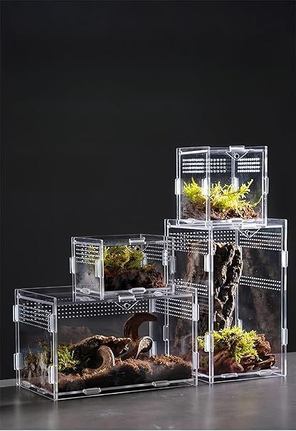 RoBeKaU 爬虫類 飼育ケース 爬虫類 飼育ケース 昆虫飼育ケース 飼育ケース 飼育容器 爬虫類・両生類用飼育ケース トカゲ ヤモリ ハムスター/蛙/亀/トカゲ/蛇/昆虫/魚など適用 アクリル製 無色 透明 爬虫類飼育ボックス 爬虫類