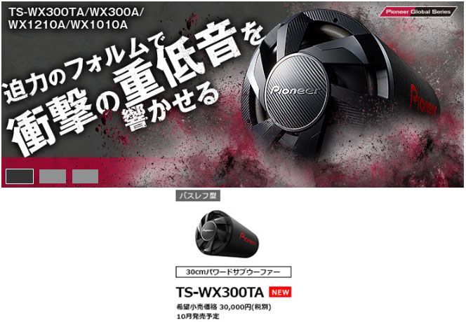 carrozzeriaカロッツェリアTS-WX300TAアンプ内蔵30cmパワードサブ