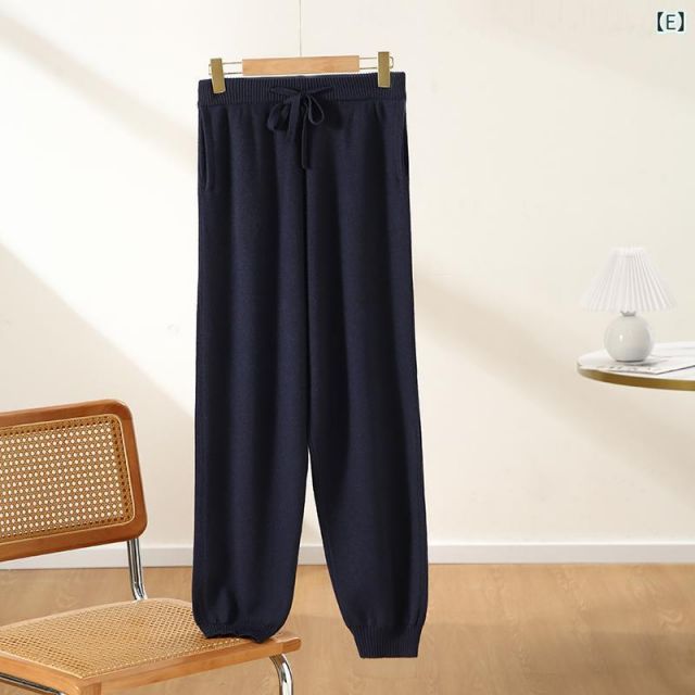 L 春 コーデ レディース ファッション オシャレ カワイイ シンプル きれいめ ナチュラル 上品カジュアル 婦人服 メンズ ウール ニット パンツ ハイウエスト ポケット スウェットパンツ ゆったり スリム DECORATOM_COM_BR