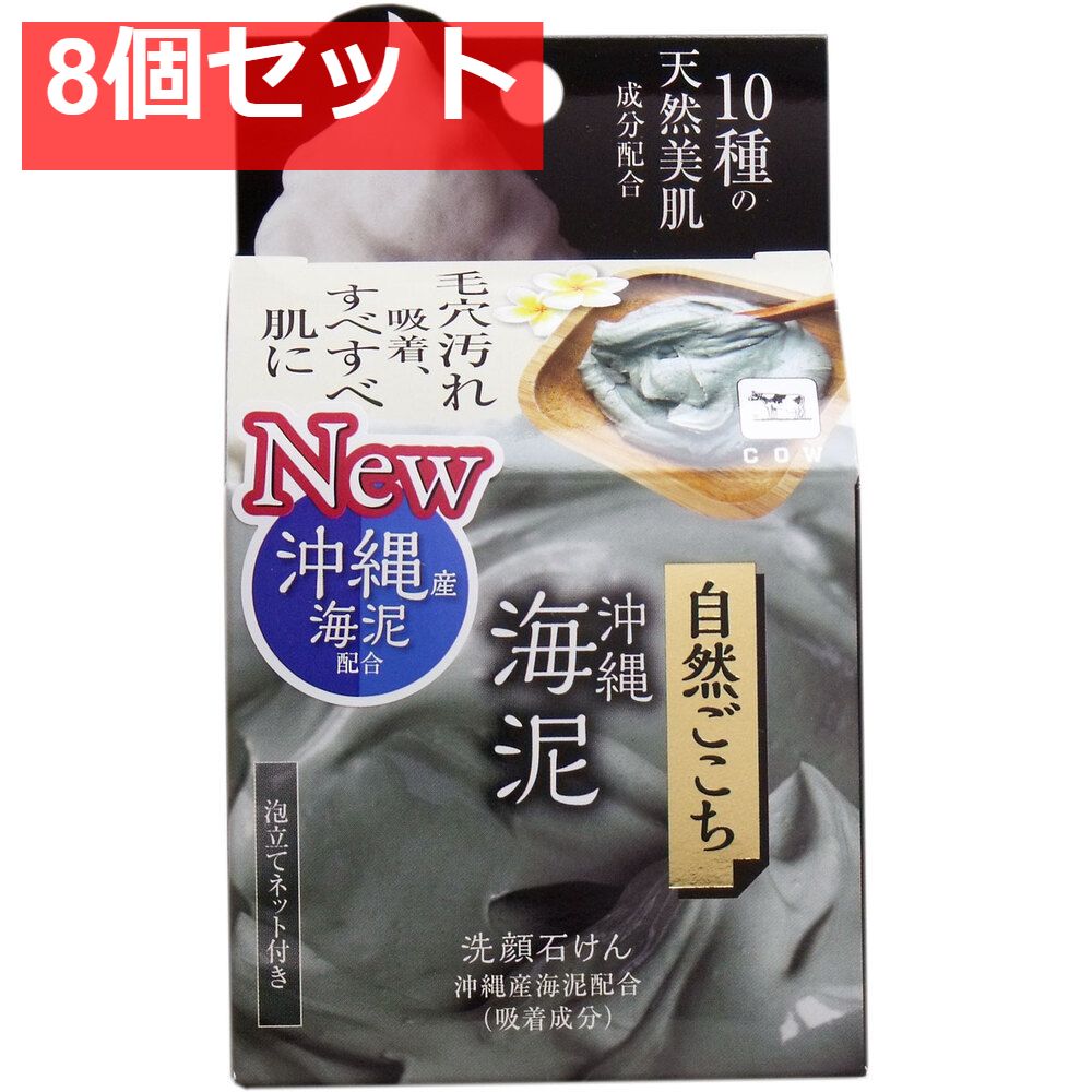 自然ごこち 沖縄海泥 洗顔石けん 泡立てネット付き 80g 8個セット まとめ売り