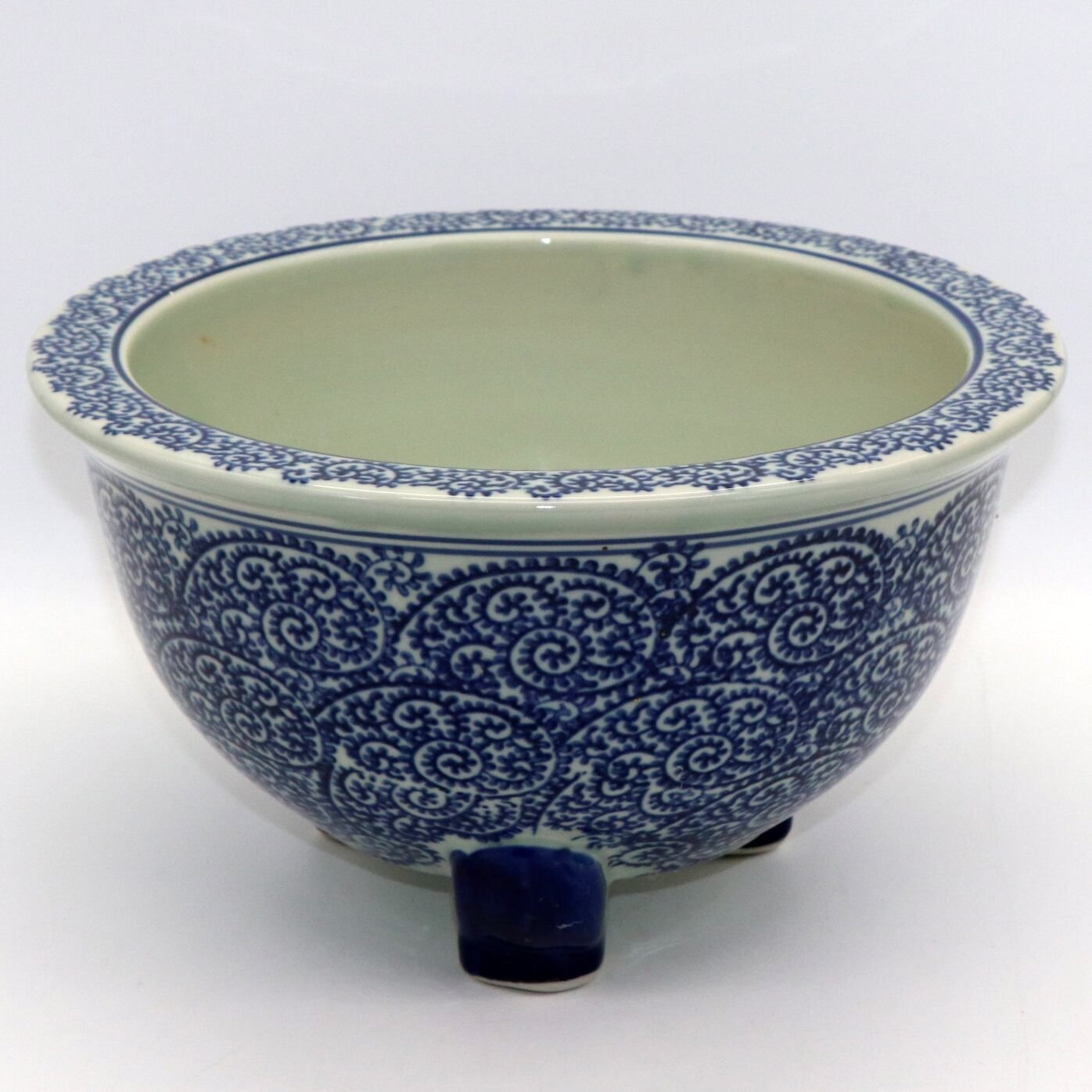 ★昭和レトロ★火鉢 睡蓮鉢 海鼠釉 古い四角火鉢 最大幅45cm 海鼠(なまこ)釉 瑠璃釉 深海色 メダカ