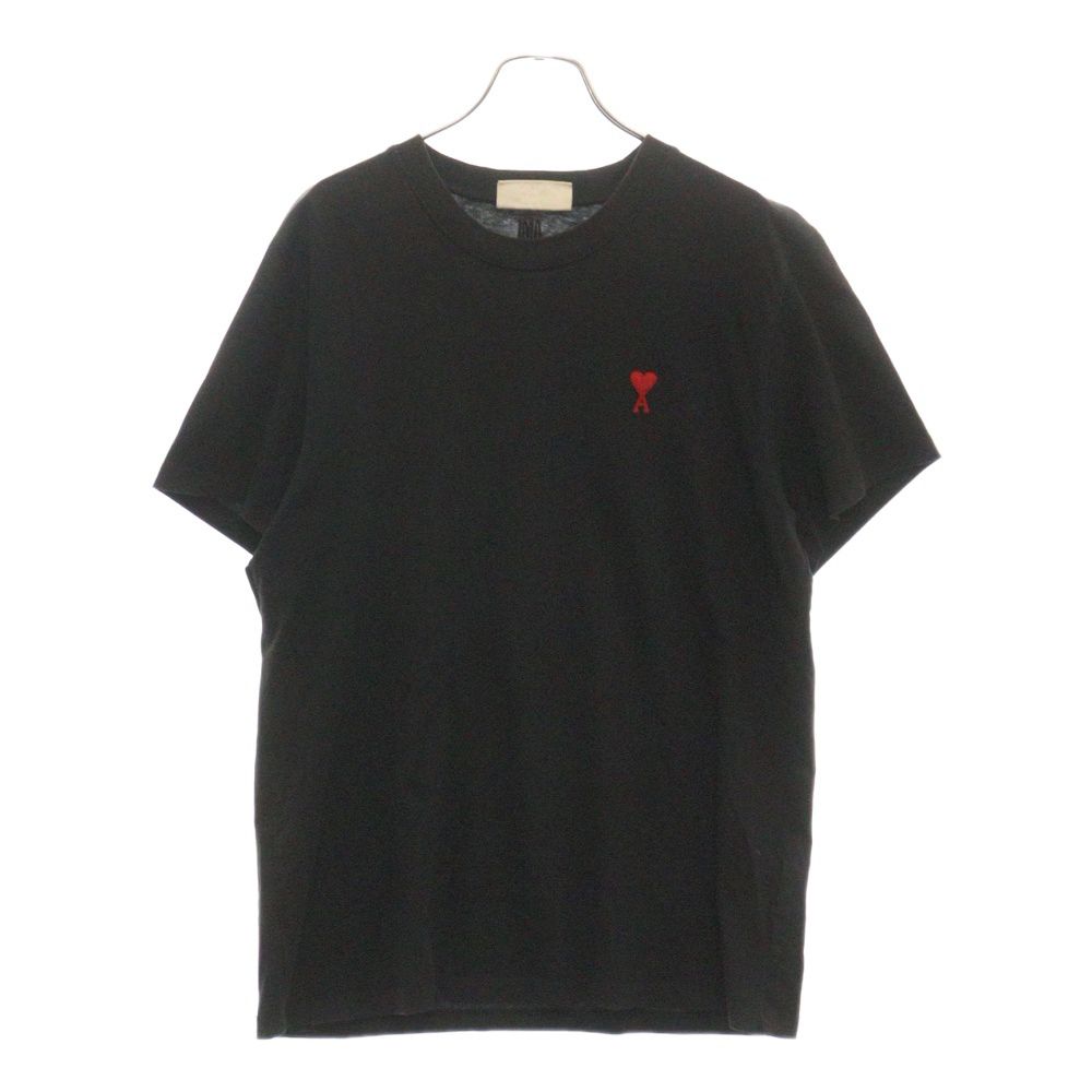 AMI Alexandre Mattiussi (アミアレクサンドルマテュッシ) ハートA刺繍ロゴ 半袖Tシャツ カットソー ブラック BFHJ108.723