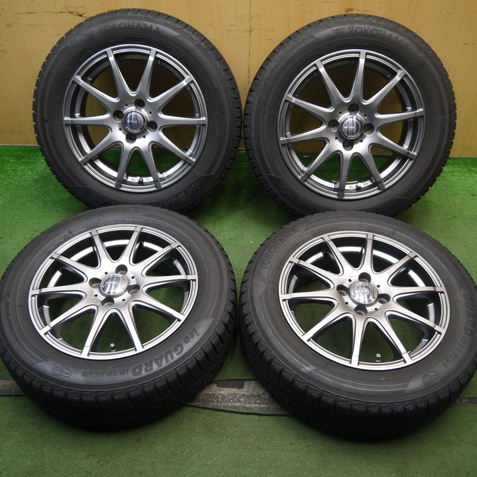 バリ溝 キレイ 8.5分 スタッドレス 175 65R15 ヨコハマ アイスガード iG50 プラス TIRO 15インチ PCD100 4H 5091007Hス
