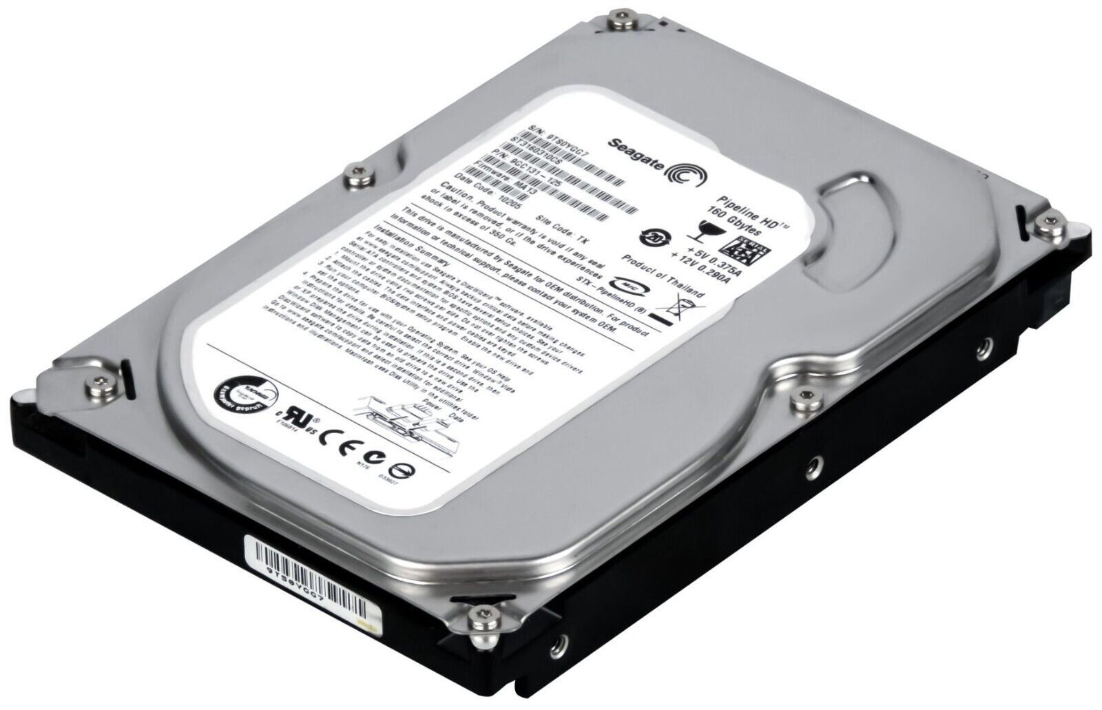 ハードドライブ SEAGATE パイプライン HD ST3160310CS 160GB 5400RPM 8MB SATA II 3.5