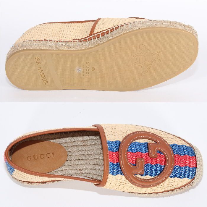 GUCCI グッチ インターロッキングG ラフィア エスパドリーユ