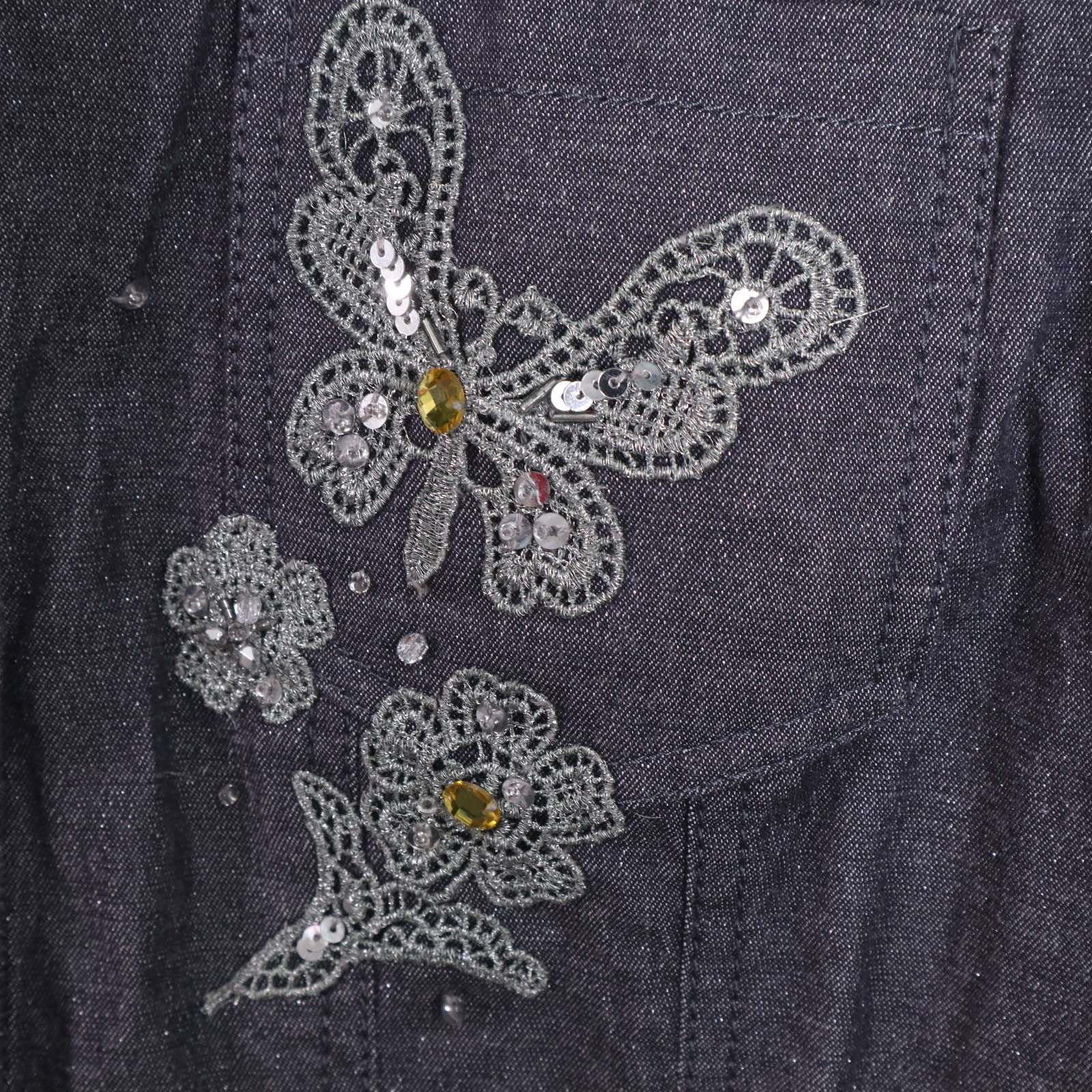 Leilian レリアン 通年☆ シルク混 レース刺繍 ビジュー
