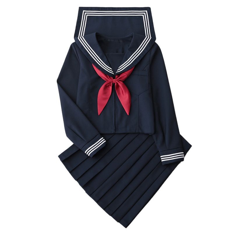 1～3日以内に発送 コスプレ衣装 汎用 セーラー服 3本ライン ネイビーカラー シンプルなセーラー服です いろんなシーンで着用できるアイテムです