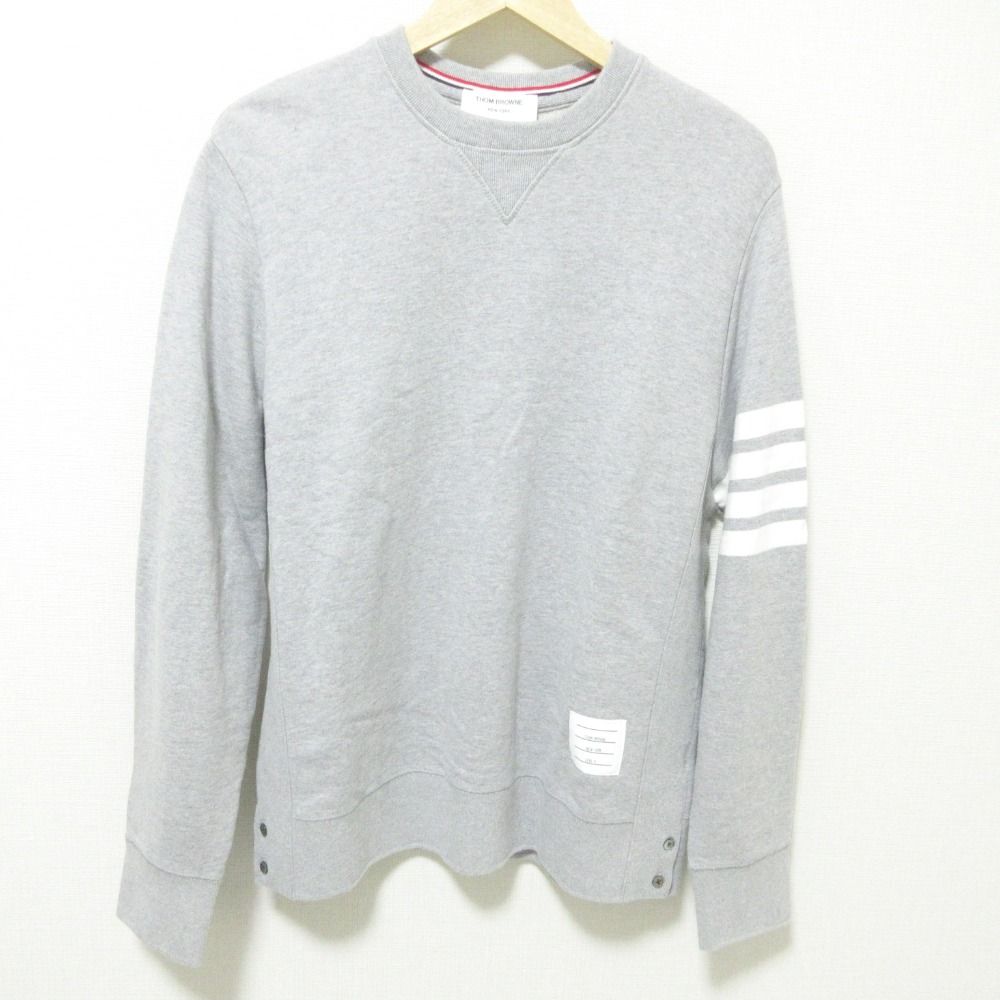 THOM BROWNE トムブラウン クラシック ループバック 4BAR クルーネック スウェットシャツ トレーナー サイズ5 グレー メンズ 古着