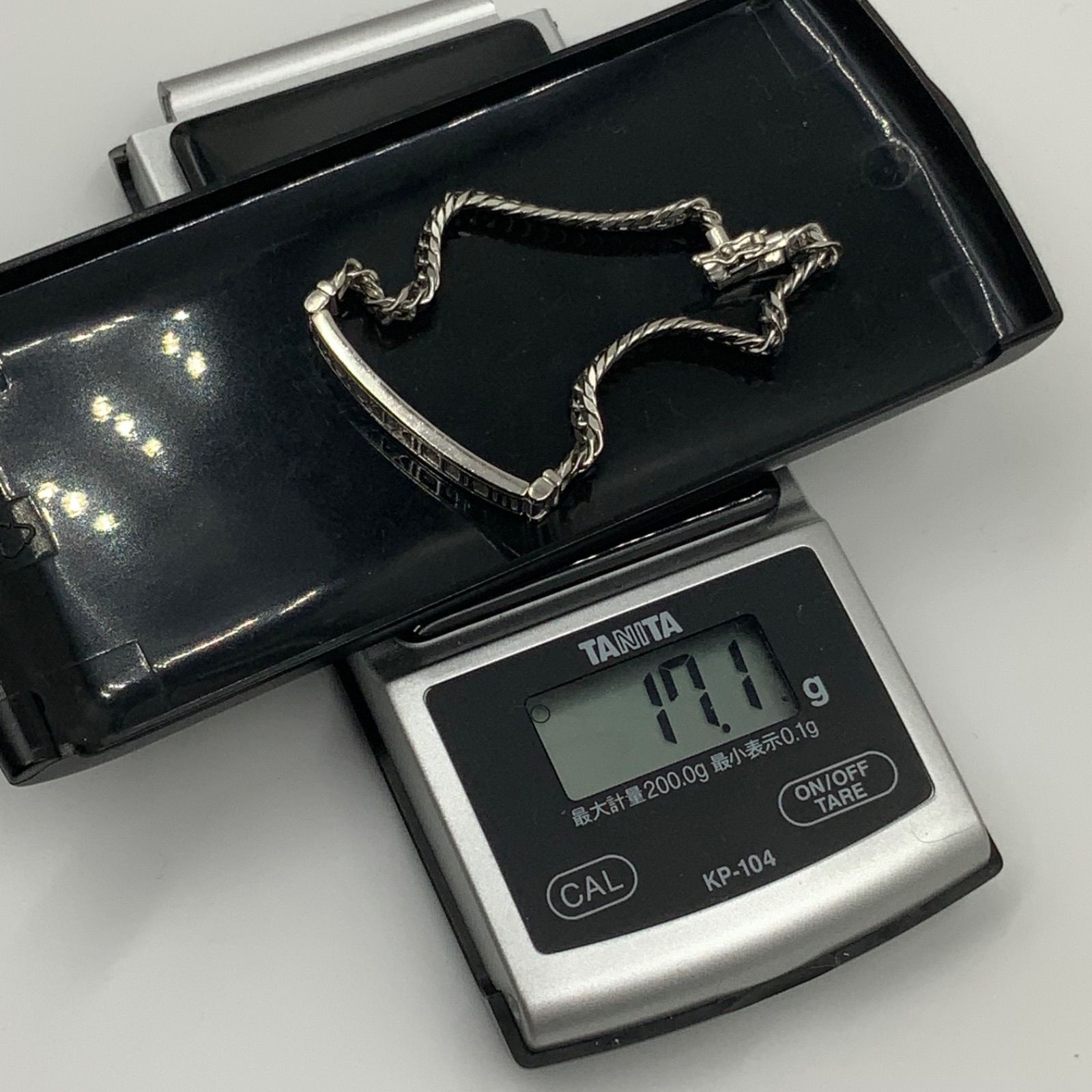 Pt850 プラチナ 850 喜平 6面ダブル IDブレスレット 17.1g 約18.5cm