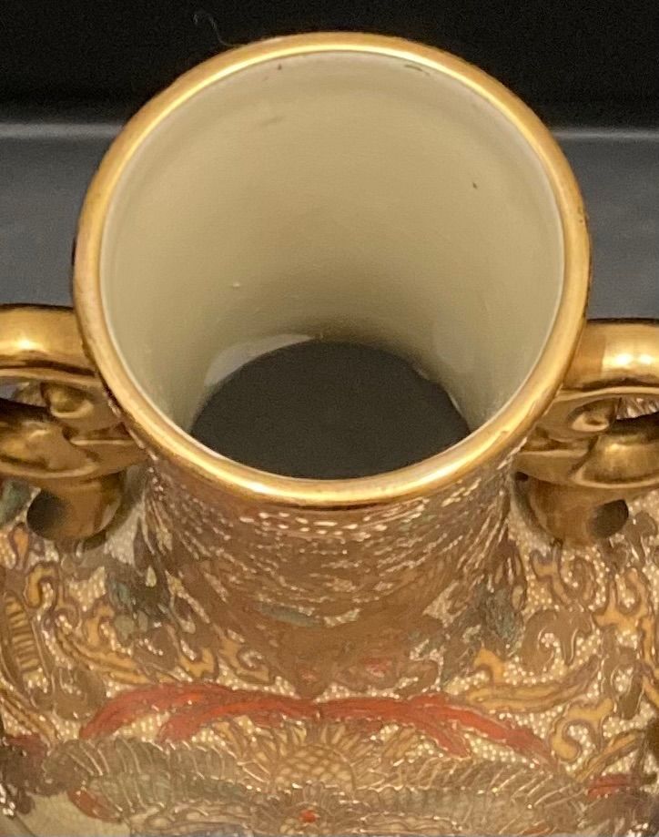 薩摩焼 武将図 花瓶 金彩 色絵 青粒 錦襴手 古美術 骨董 工芸 レア商品