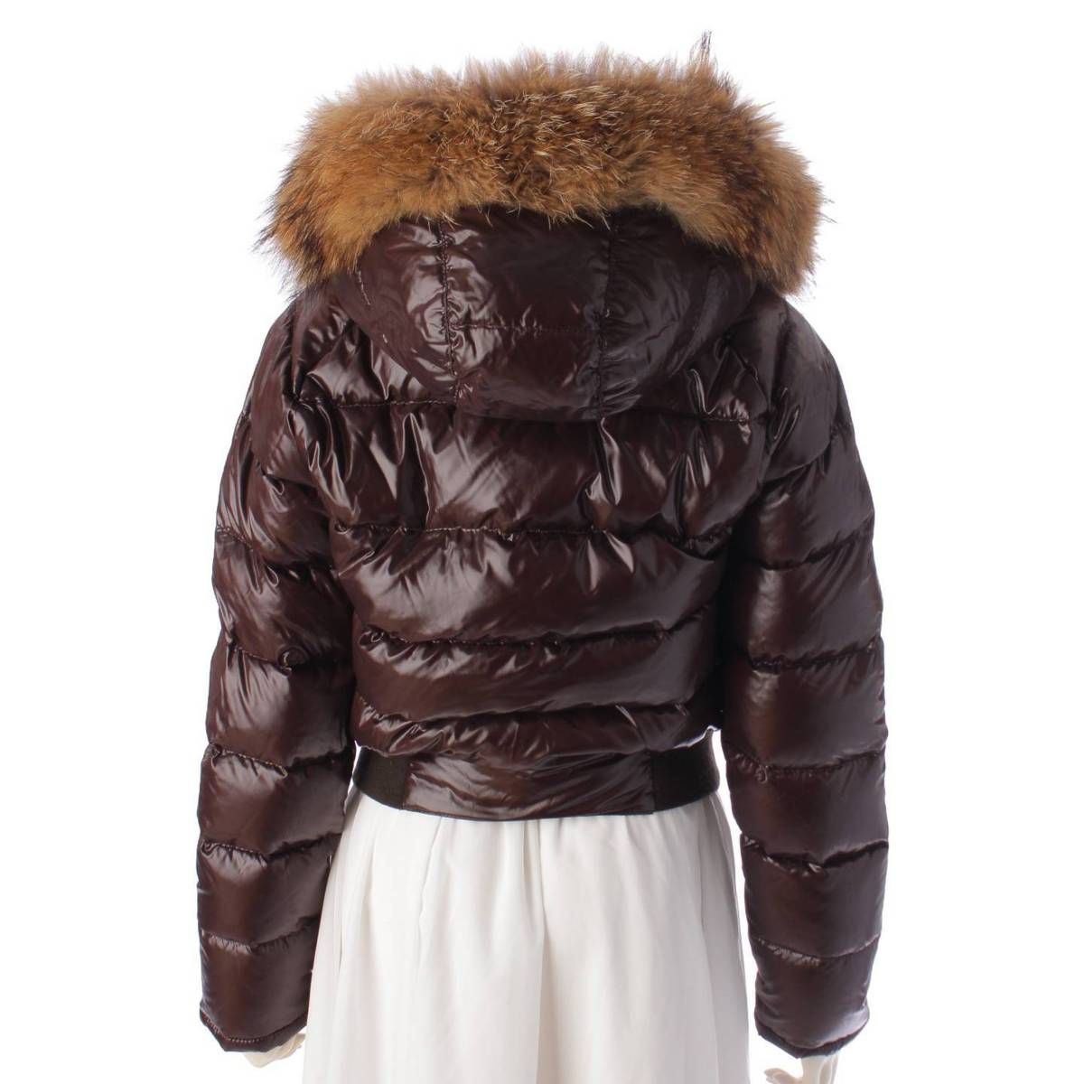 MONCLER ブラウン ダウンジャケット ファー付きアルベルタ