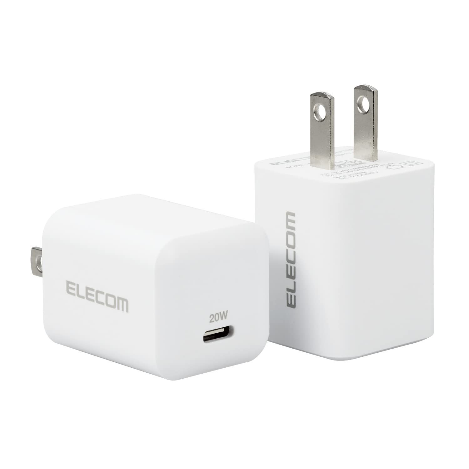 【数量限定】EC-AC12WH ホワイト 各種対応】 SE3/15/14/13/12/iPad/Android iPhone 【 PSE認証商品 軽量 小型 ×1ポート Type-C 20W PD対応 USB コンセント USB-C 2個セット 充電器 エレコ