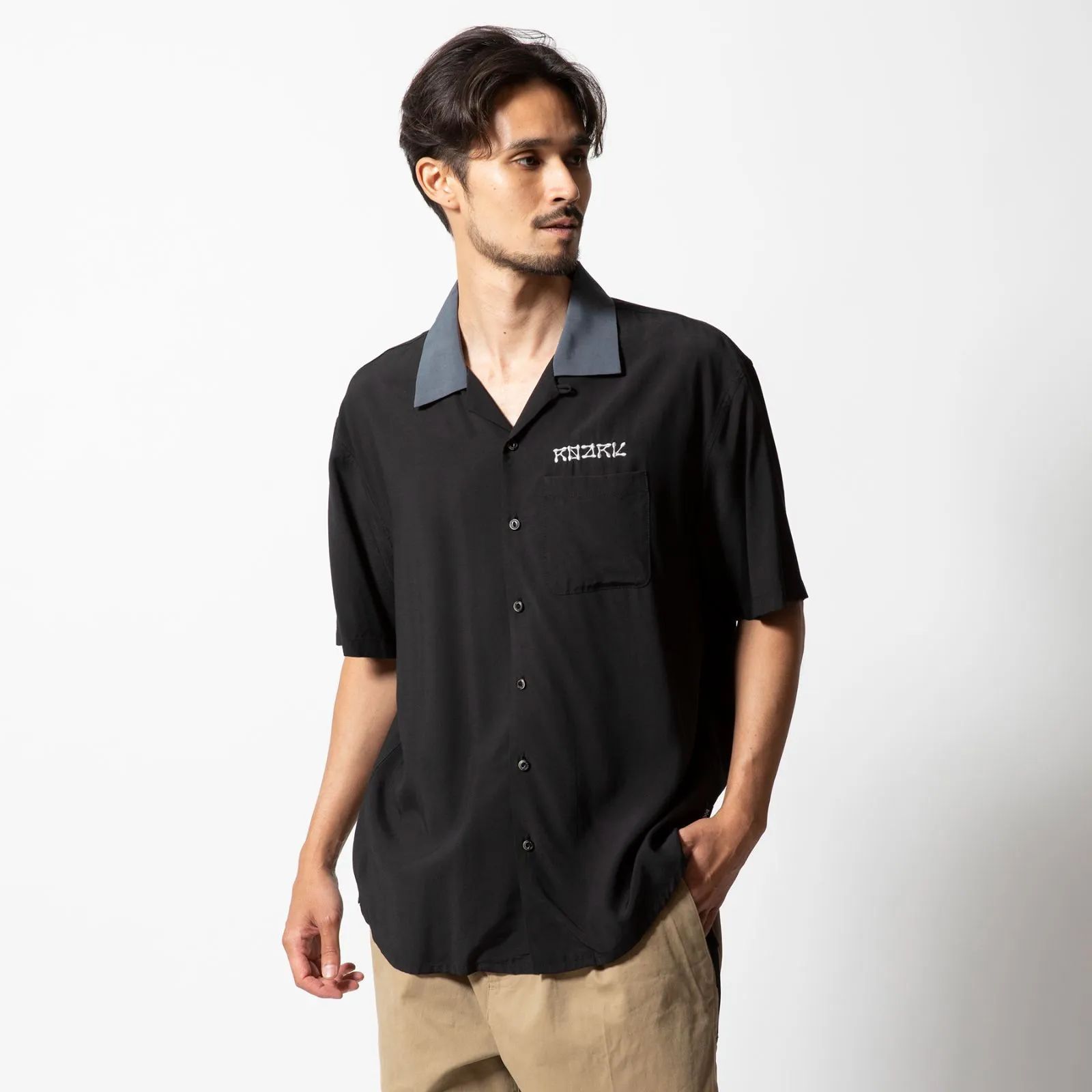 カジュアルシャツ 半袖 ロアークリバイバル ROARK NOMADS GONZO SS BLACK
