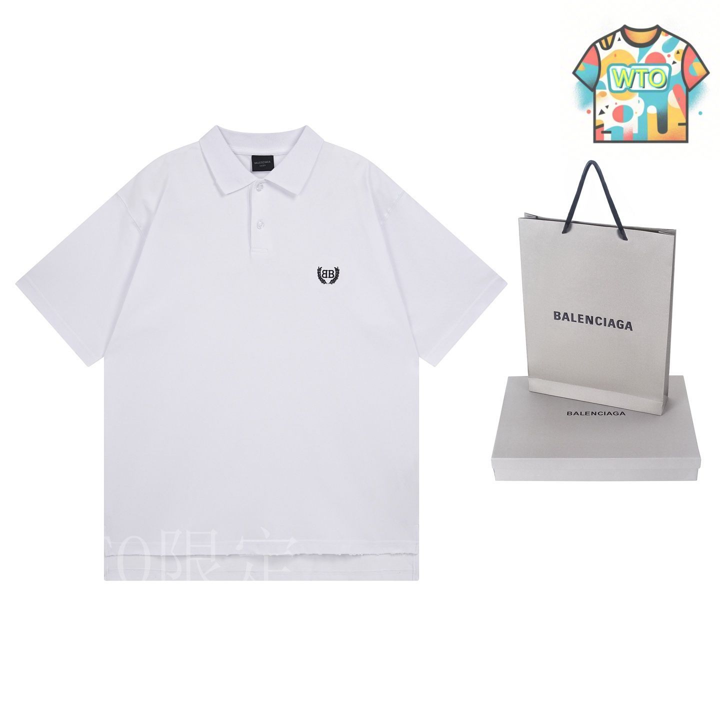 今日WTO】BALENCIAGA 2025 麦穗刺繍 Logo POLO シャツ-ZX78