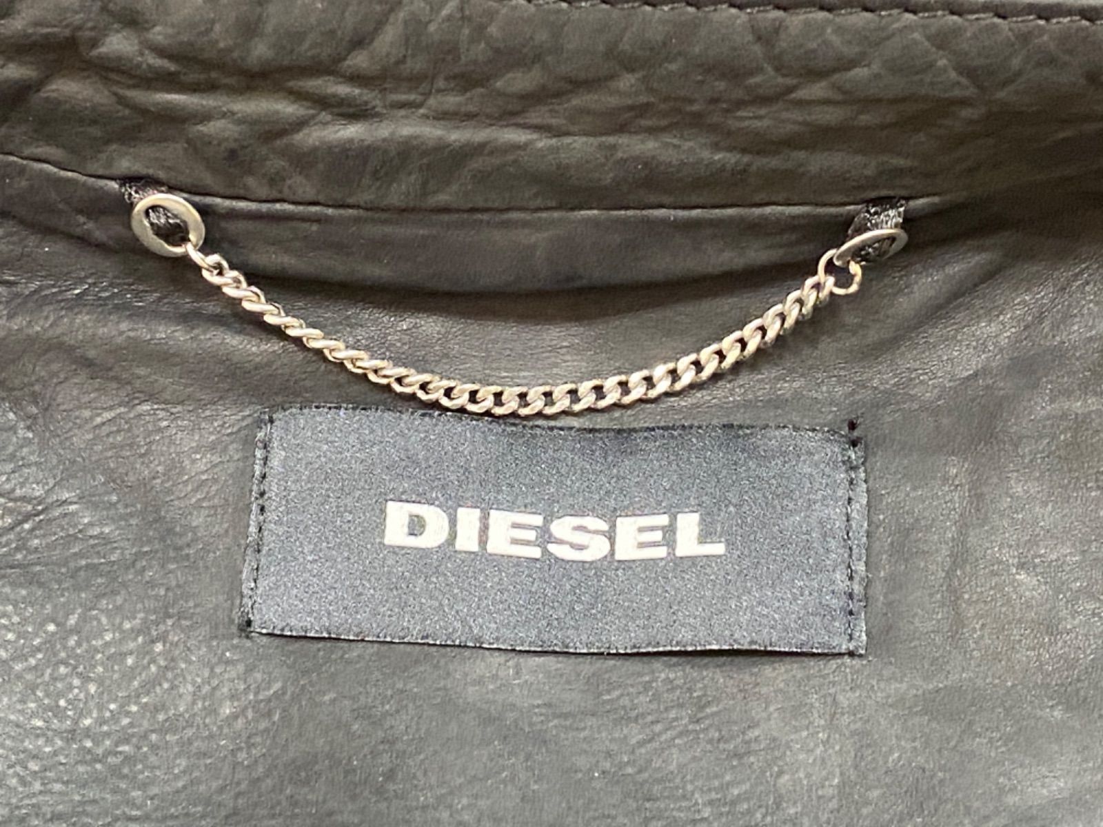 【国内正規品】DIESEL メンズ 牛革 レザージャケット ブラック Ｍサイズ