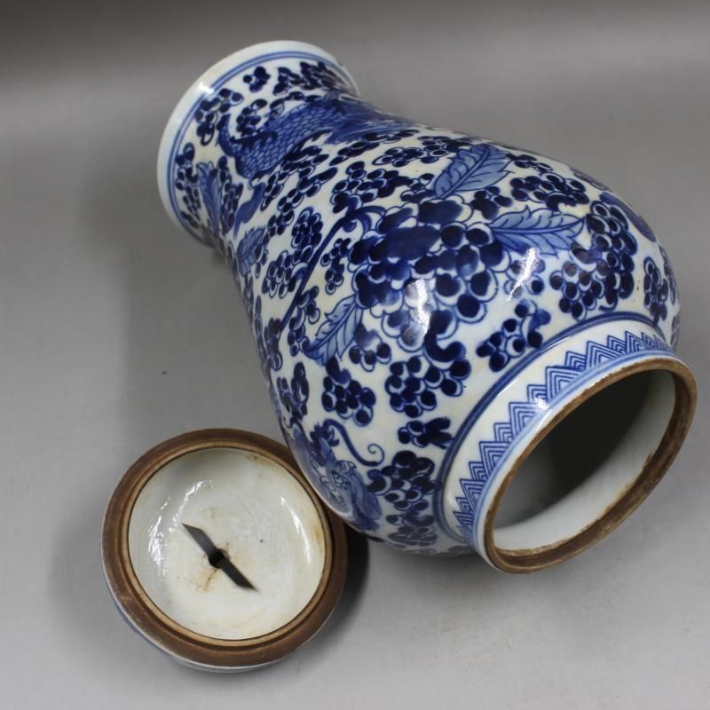 青花着花麒麟紋茶蓋缶 景徳鎮 陶磁器 装飾品 工芸品 美術品 置物 青花着花麒麟紋茶蓋缶 景徳鎮 陶磁器 装飾品 工芸品 美術品 置物