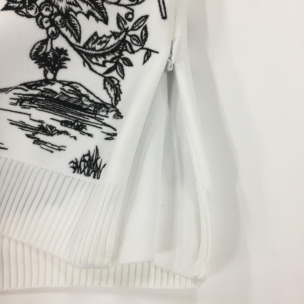 新品】パーリーゲイツ ニットスカート 白×黒 花刺しゅう柄 レディース