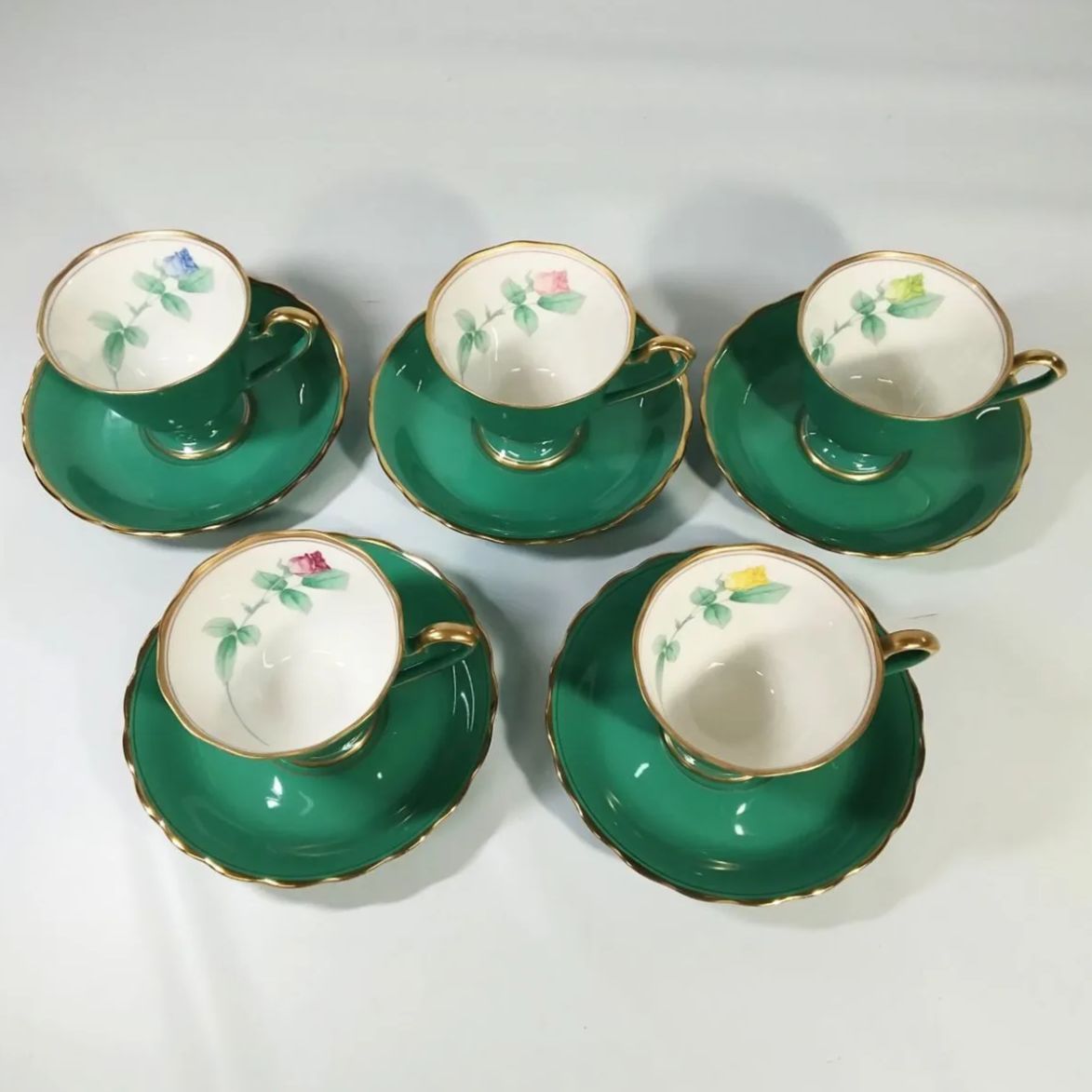 香蘭社 ローズガーデン コーヒー碗皿 カップ-ソーサー 5客組 箱入り G1242-HQ NO 00963