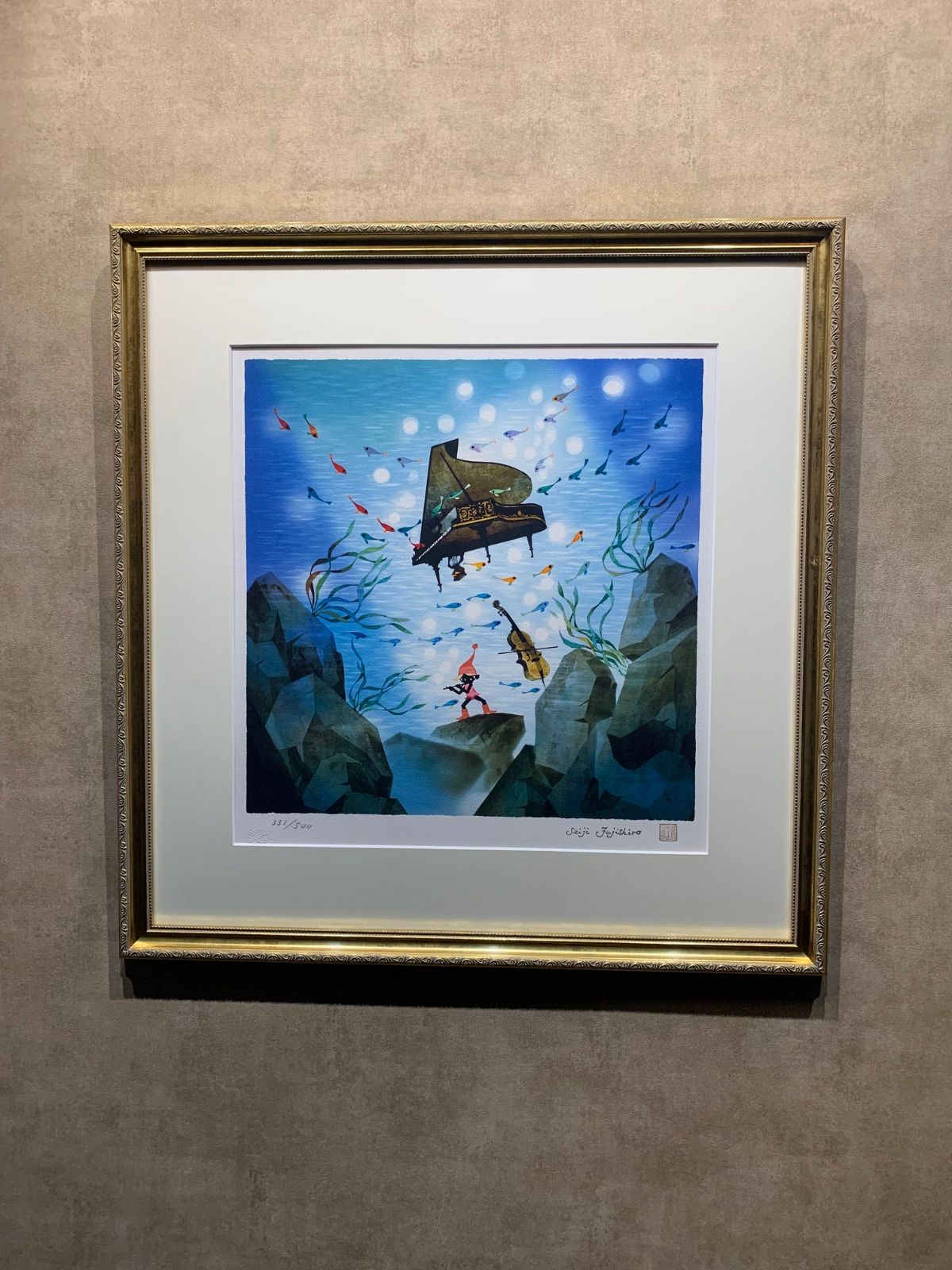 【専用】藤城清治「海の中のピアノ」【リトグラフ・直筆サイン】【版元保証書】 Gallery Gen-so-ka 藤城清治『海の中のピアノ』など全品卸値特価