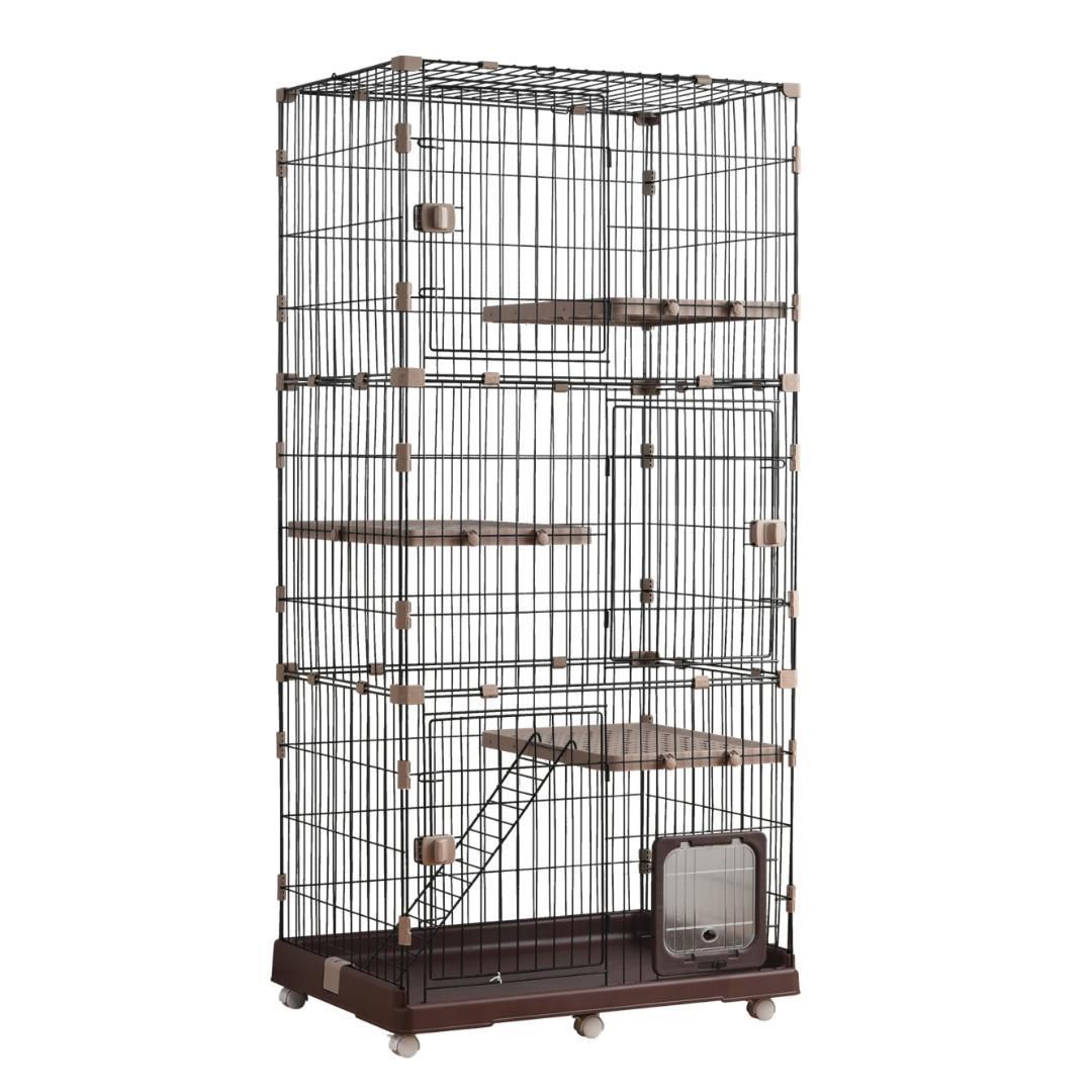 ブラワン 猫 ケージ 収納型 キャットケージ 2段 1段2段可能