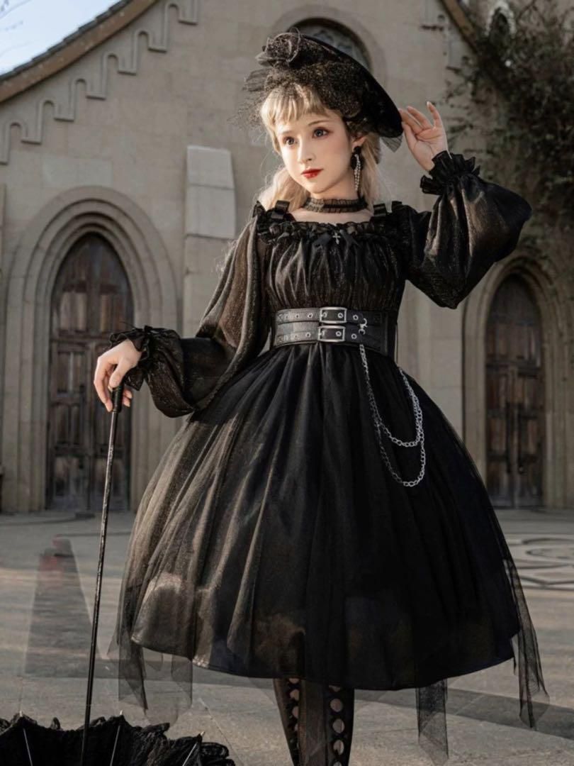 新品未使用 ゴシックロリータ チェーンベルト付きワンピース☆お出かけ