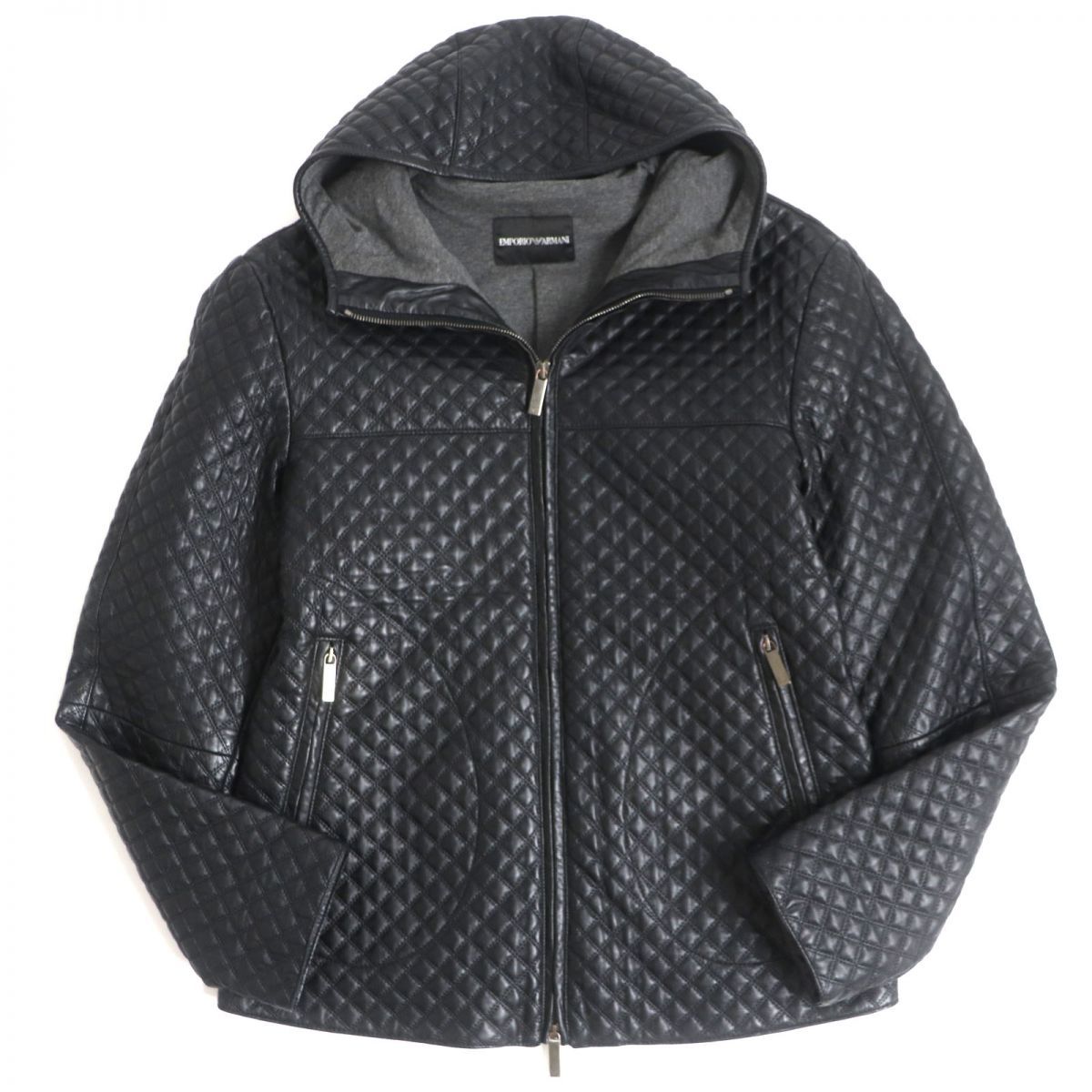 EMPORIO ARMANI フード付きジャケット 48 フード付きジップアップジャケット ナイロン製 オールオーバー