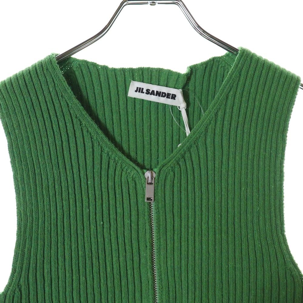 ジルサンダー JIL SANDER Ribbed Zip Cropped Top ニットベスト J02NC0108 ブラック サイズ：34 中古・古着通販JIL SANDER (ジルサンダー) Ribbed-trim Zip-detail