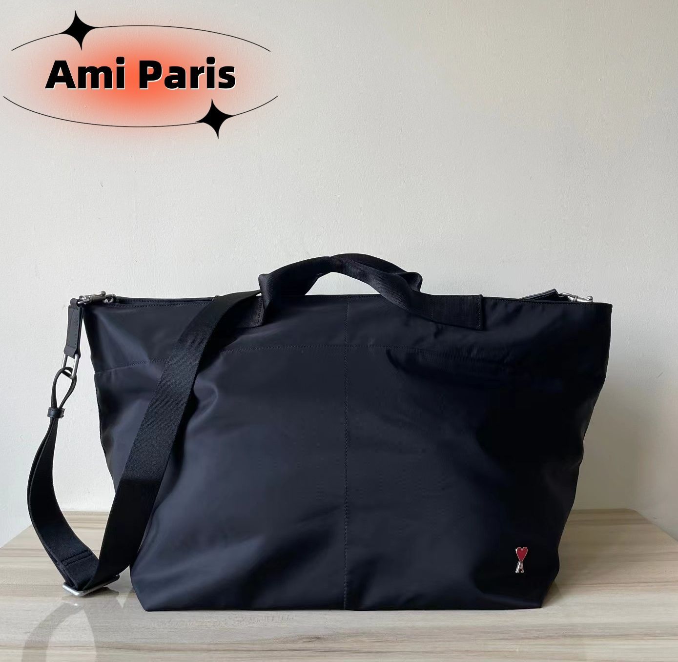 AMI PARIS アミパリス ハートロゴ トートバッグ ブラック（関