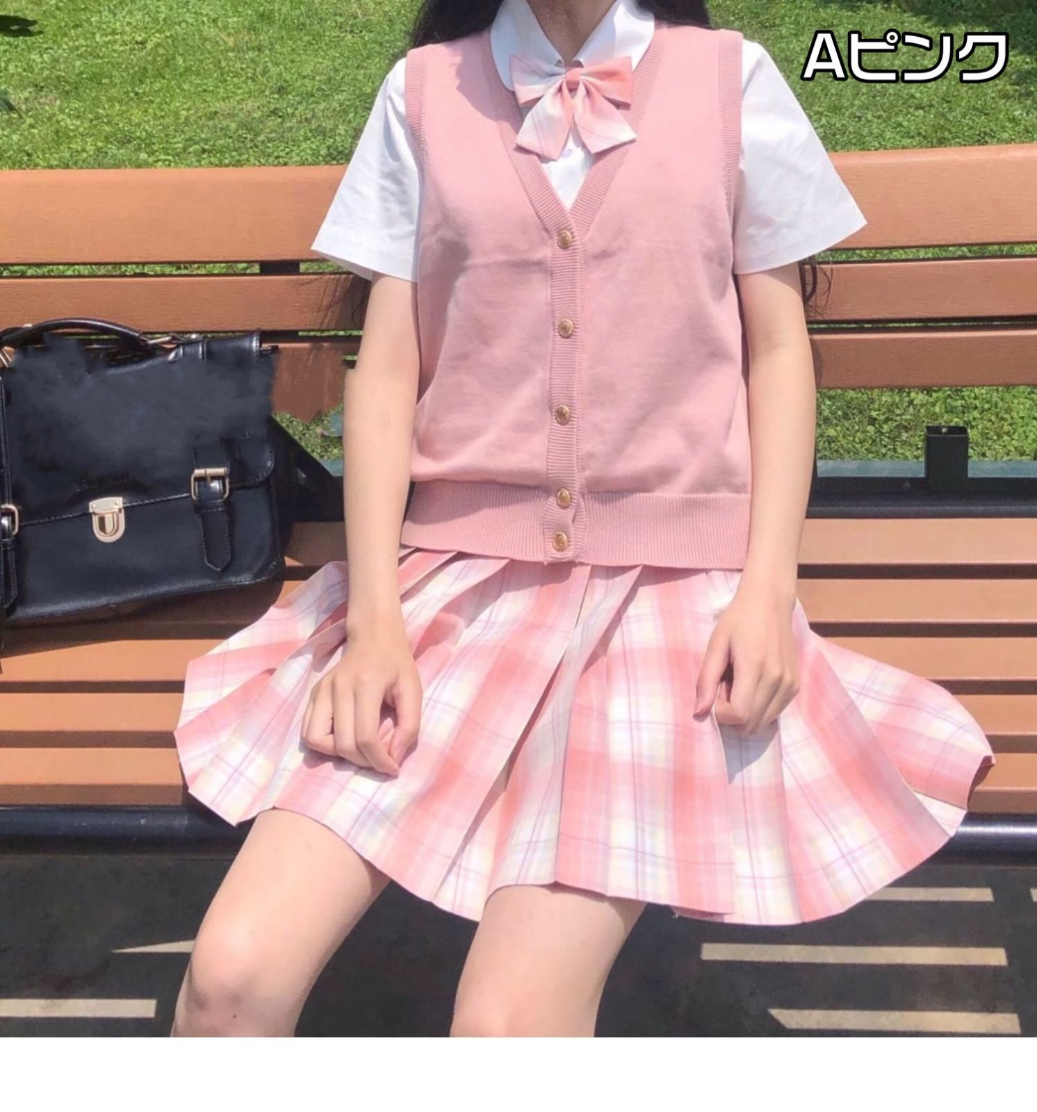 ニットベスト 学生 トップス JK スクール ノースリーブ セーター vネック 制服 通学 無地 レディース 開襟 袖なし プルオーバー コーデ  カジュアル 重ね着 おしゃれ ファッション 中学生 高校生 春 夏 秋 冬 nanhu01 - メルカリ