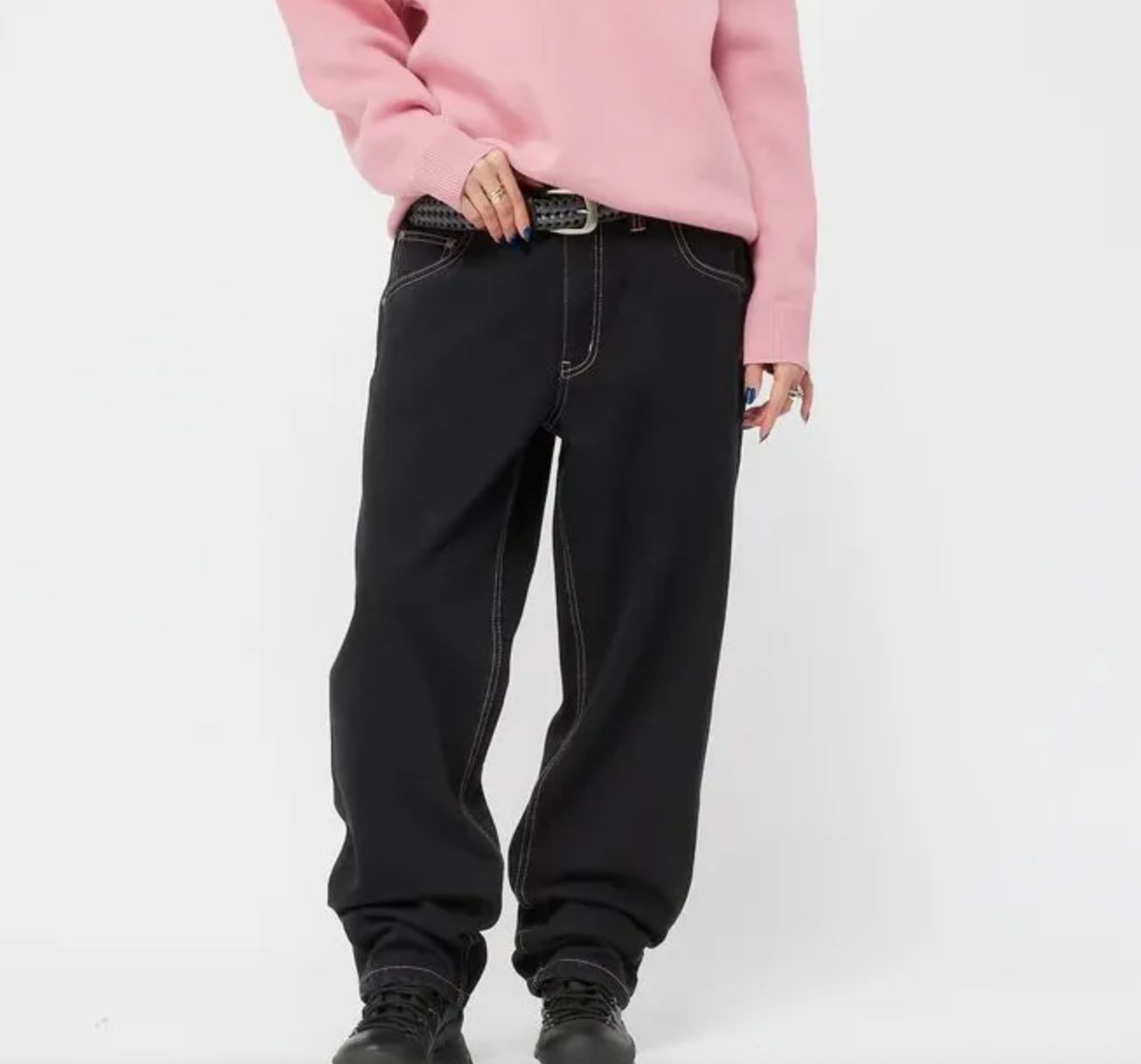 Dime ダイム Classic Relaxed Denim Pants / Black/contrast stitch 