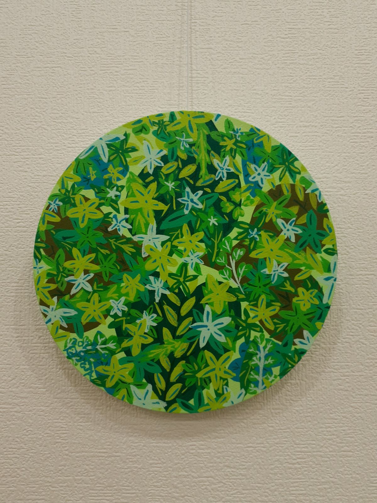 丸い緑だらけの作品 画家 小楠アキコ 20×20cm 丸いキャンバス - メルカリ