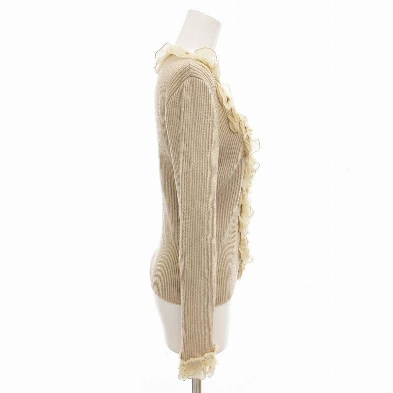 ハロッズ Harrods リブニット カーディガン フリル カシシル混