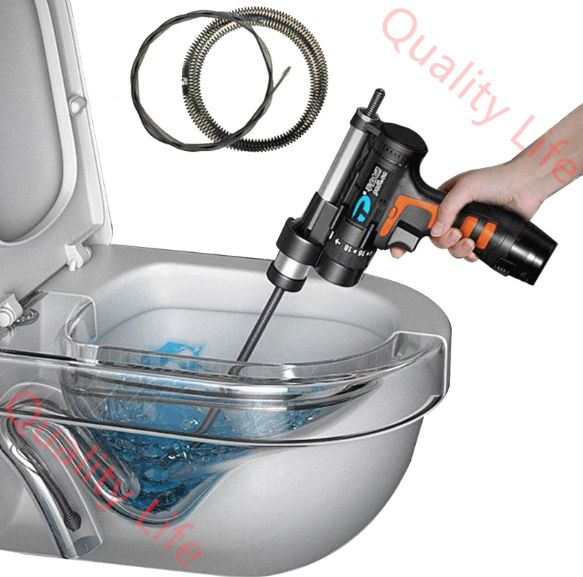 電動トイレつまり解消道具 電気ドレインオーガー 改良型 電動パイプクリーナー ポータブル 充電式 電動詰まり解消ツール 簡単に操作 一人での操作 トイレ 下水道 浴槽 キッチンシンク用 疏通ツールー 水道屋さん 家庭用 業務用 16.8V 1.5M