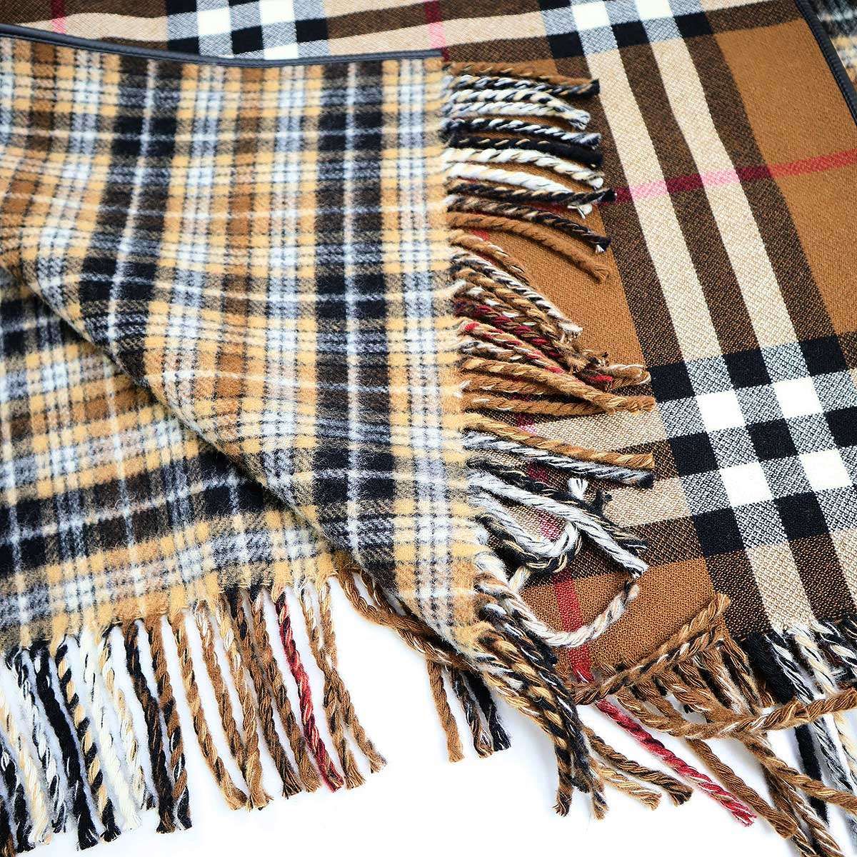 BURBERRY ポンチョ ケープ バーバリーチェック柄 ブラック F ウール BURBERRY バーバリー ウールチェック ケープポンチョ 8050483